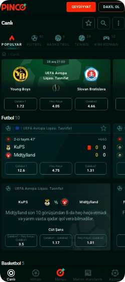 Pinco saytında idman mərcləri