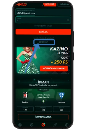 pinco ya yeni hesabla daxil olun